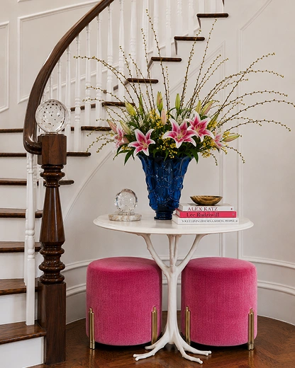 Stairway coffee table nook