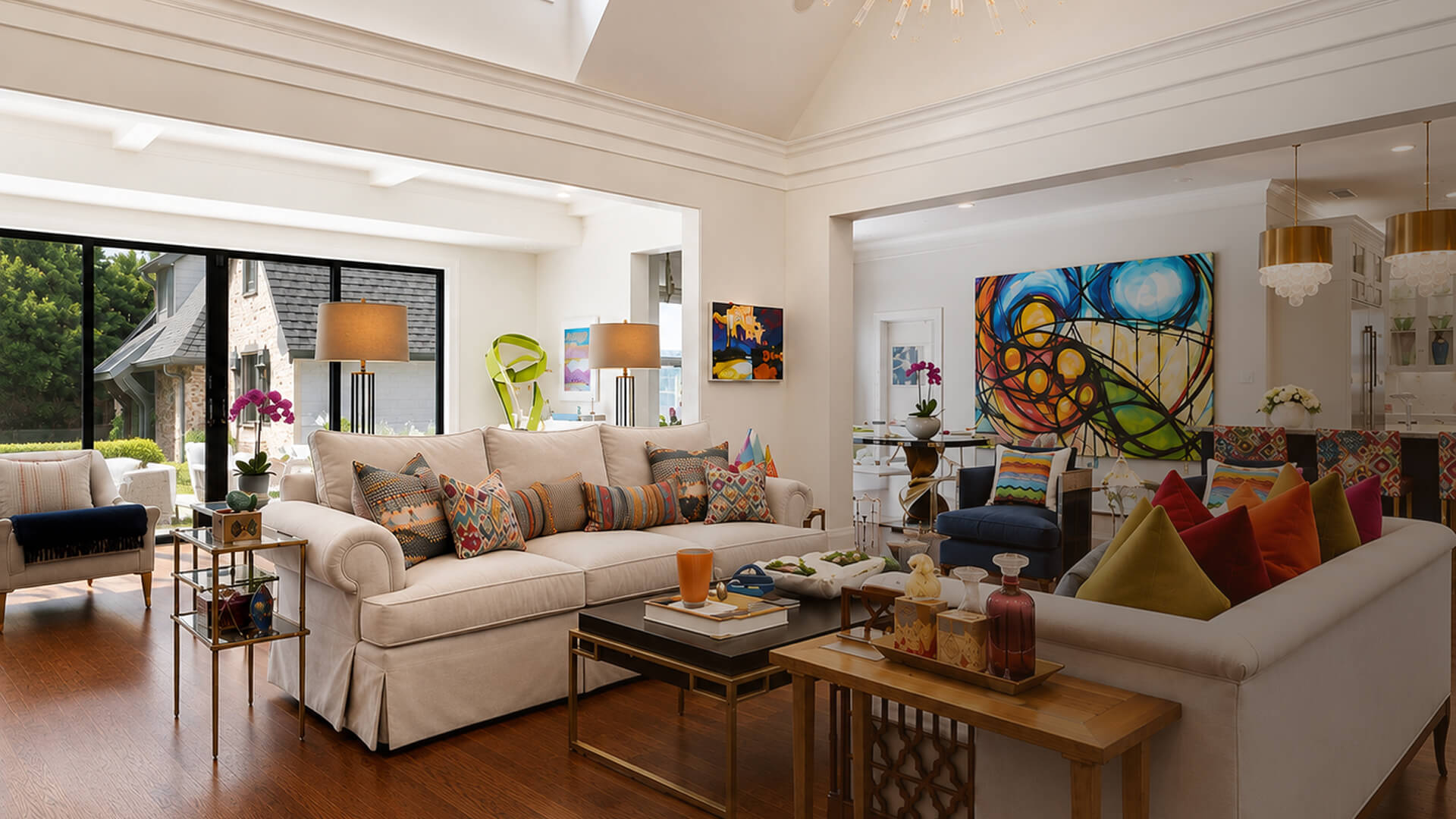 A bright elegant living room interior