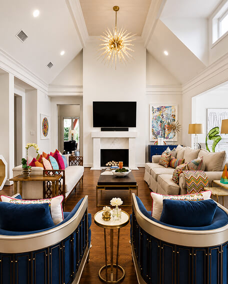 A colorful modern living room interior