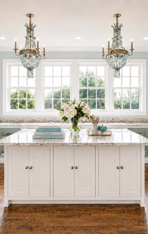 White themed kitchen countertop