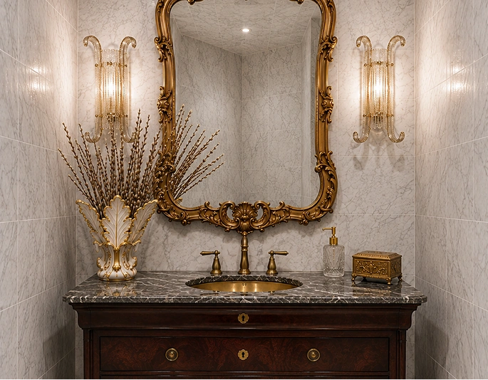 Dark vanity bathroom